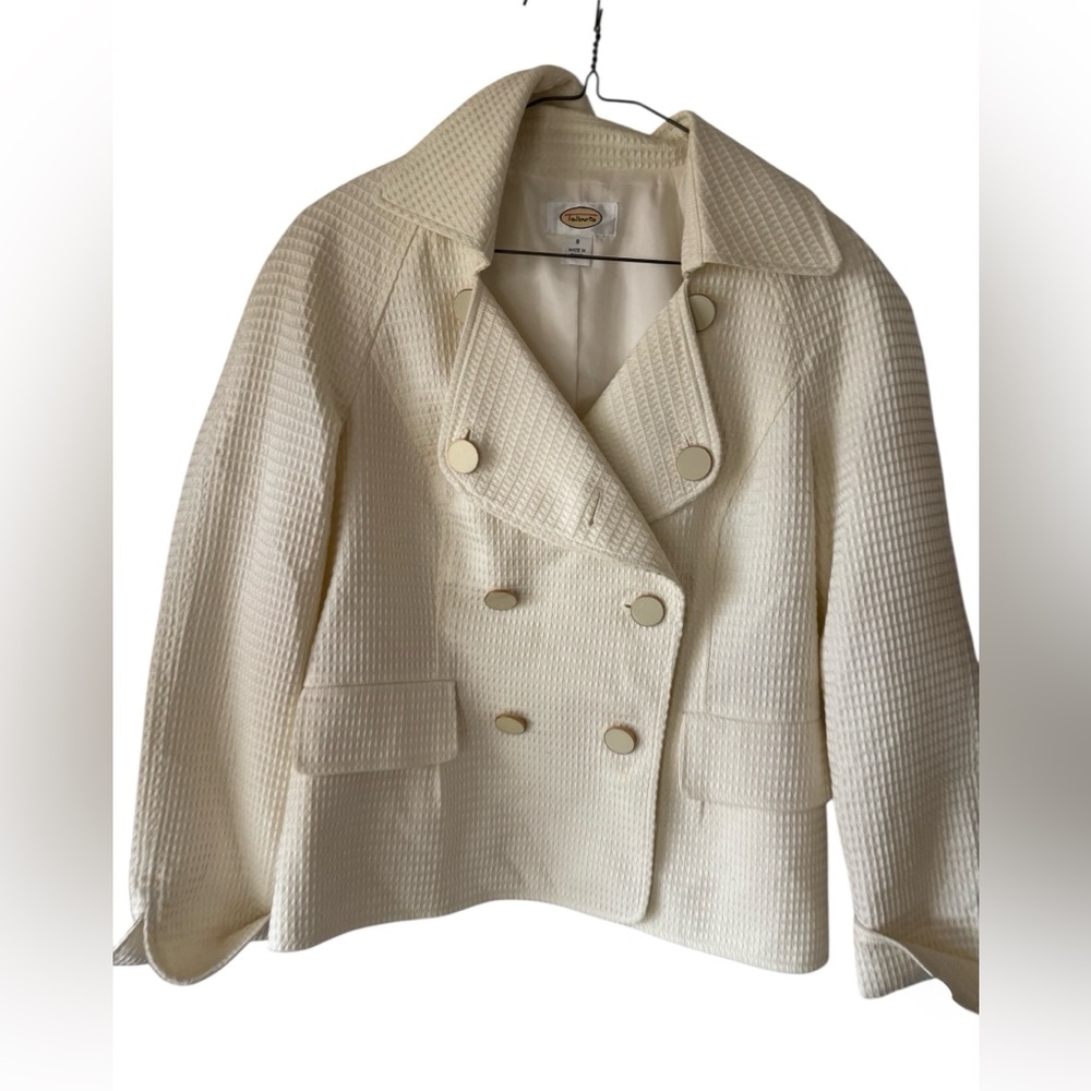 Talbots Waffle Knit Blazer, cream, 8